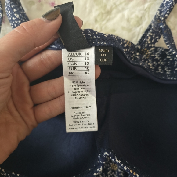 Navy Blue Textured Swimsuit - Picture 4 of 4